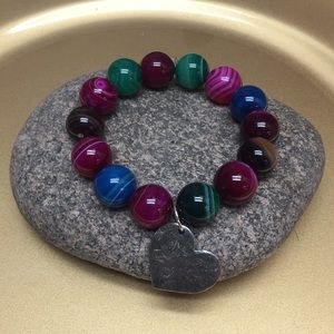 Agate and sterling bracelet